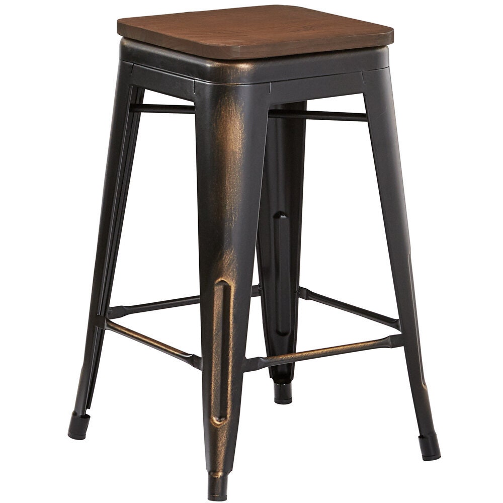 24 Industrial Style Stackable Counter Height Metal Stool Etsy