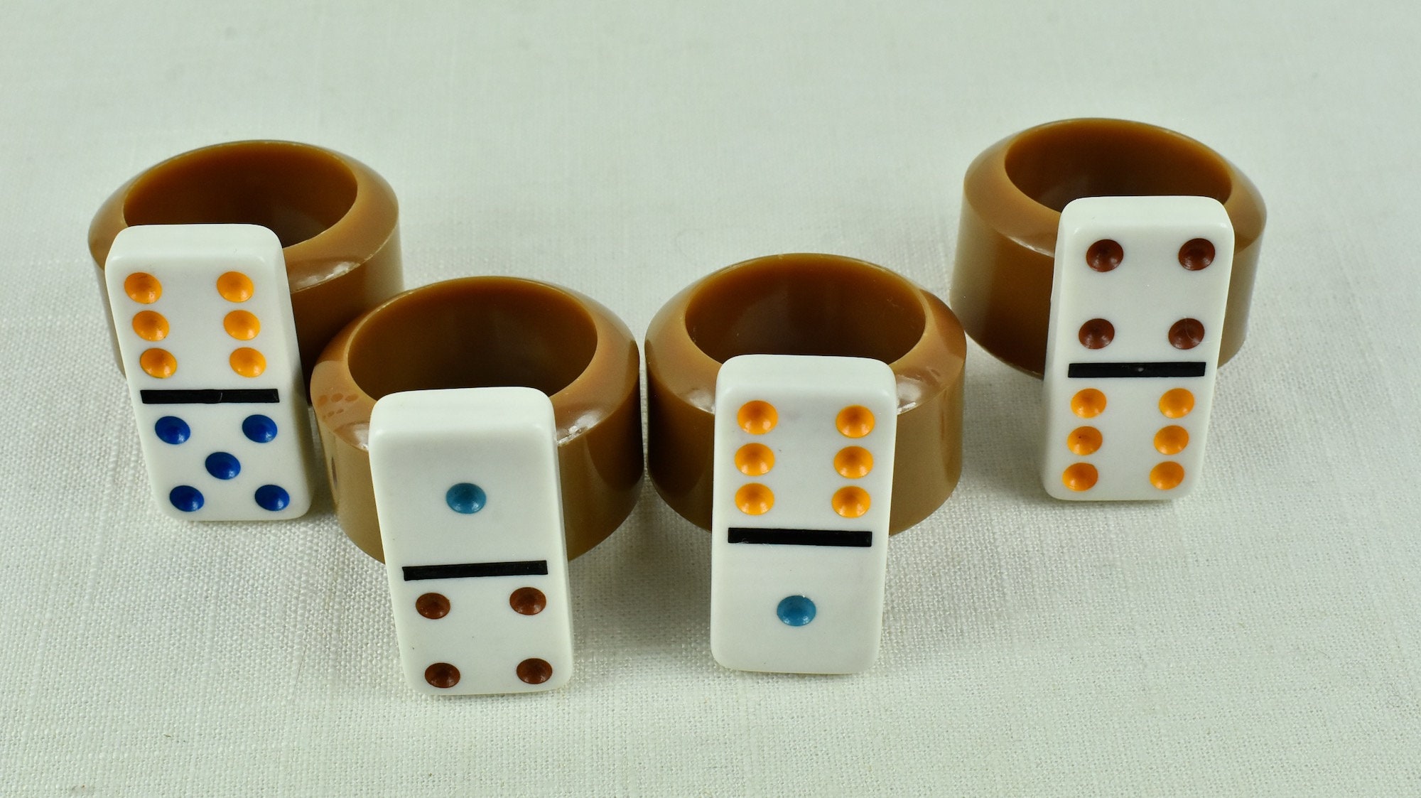 1960s Bakelite Dominoes Collection. Repurposed Napkin Rings Set