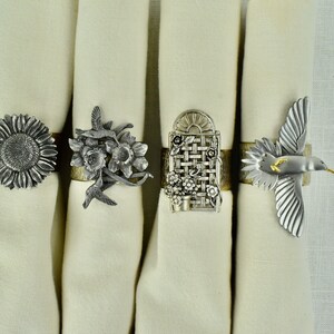 HUMMINGBIRDS in PEWTER Collection.............vintage Brooch Napkin ...