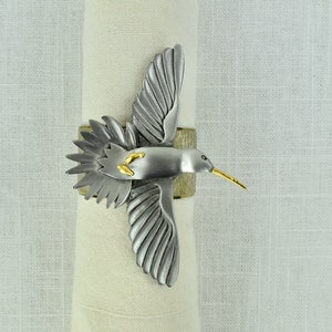 HUMMINGBIRDS in PEWTER Collection.............vintage Brooch Napkin ...