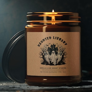 Haunted Library Candle, Halloween Candles, spooky candle, halloween candle, gifts for readers, book lovers gifts, bookish, halloween garland
