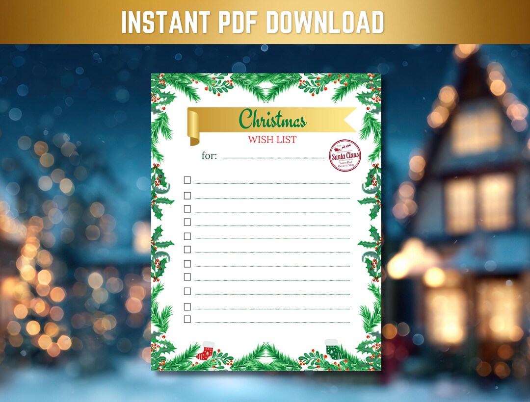 Printable Christmas Wish List | Holiday Template | Last Minute ...
