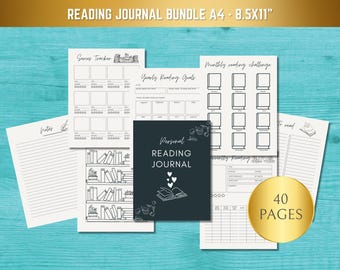 READING JOURNAL Bundle 2025 - Druckbare Journal Seiten - Digitale Planer Seiten - 40 Seiten, Buchbesprechung