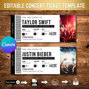 Ereigniskartenvorlage, EDITIERBARE DIY-Veranstaltung zum Ausdrucken, Überraschungsausflug, Musical, Theatershow, Konzertkartengeschenk, Canva bearbeitbar