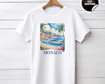 Vintage Monaco France Graphic T Shirt, Unisex Retro Summer Shirt, Nostalgia Monaco Tee, Vintage Style Shirt, Europe Travel Gift