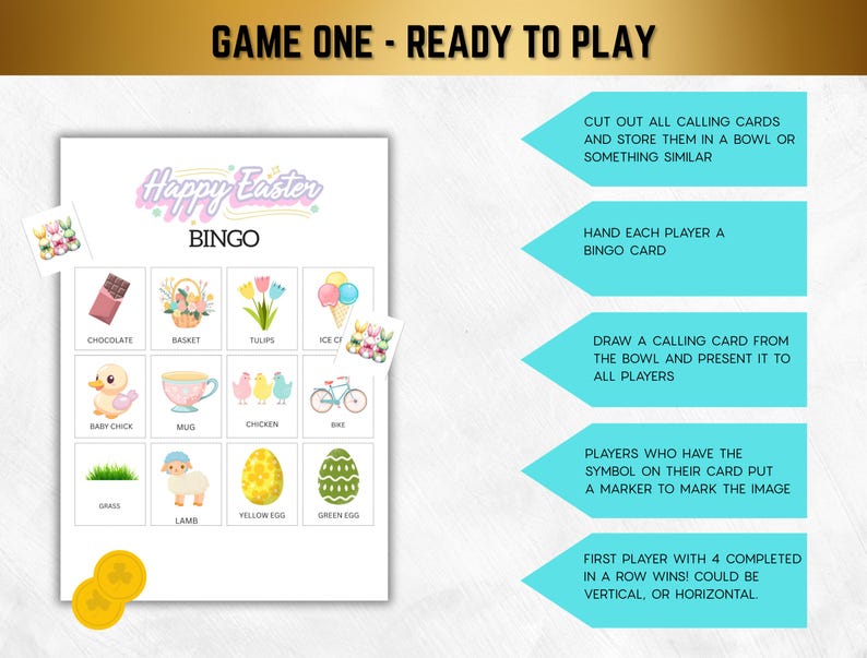 Easter Bingo Printable Game for Kids, 10 Unique Bingo Cards, Easter ...