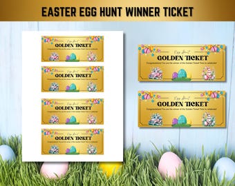 BILHETE DOURADO DE PÁSCOA | Caça aos Ovos de Páscoa | Bilhete Dourado de Páscoa para Imprimir | Ovo Dourado de Páscoa | Bilhete Dourado | Vencedor da Caça ao Tesouro de Páscoa