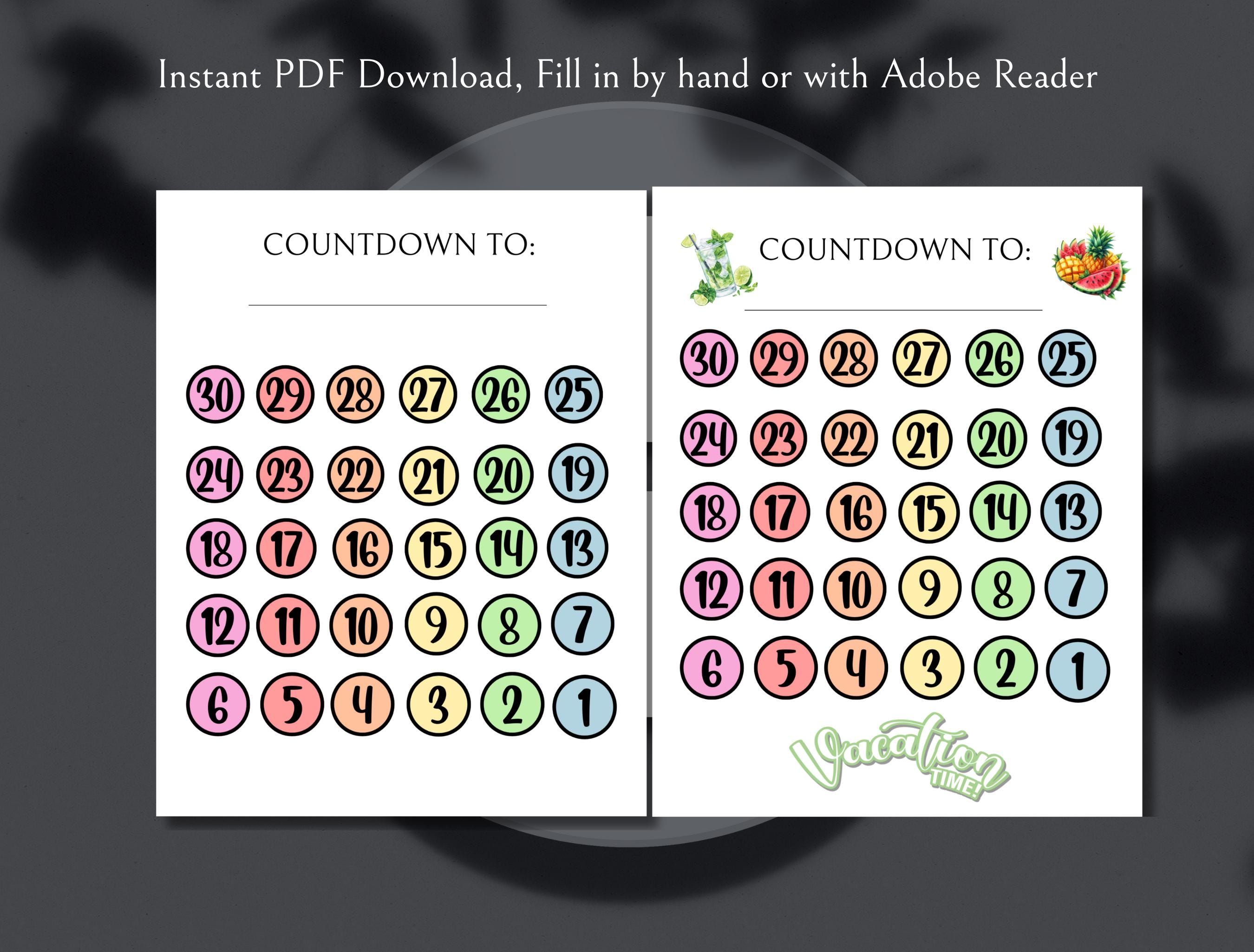 Printable Countdown for Any Occasion - Personalize Editable PDF ...