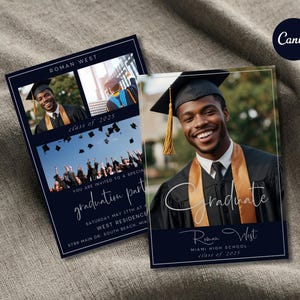 Graduation Invitation 2025 Template, Modern Graduation Announcement, Senior Announcement Card, Boys Graduation Party Invite, Grad Invitation