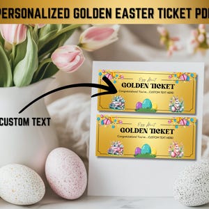 Boleto dorado de Pascua personalizado / Búsqueda de huevos de Pascua / Boleto dorado de Pascua imprimible / Huevo dorado de Pascua / Ganador de la búsqueda del tesoro de Pascua