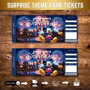 Druckbares Freizeitpark-Überraschungsticket, bearbeitbares Geschenk-Enthüllungsticket, Geburtstagsgeschenk-Bordkarte, sofortiger Download