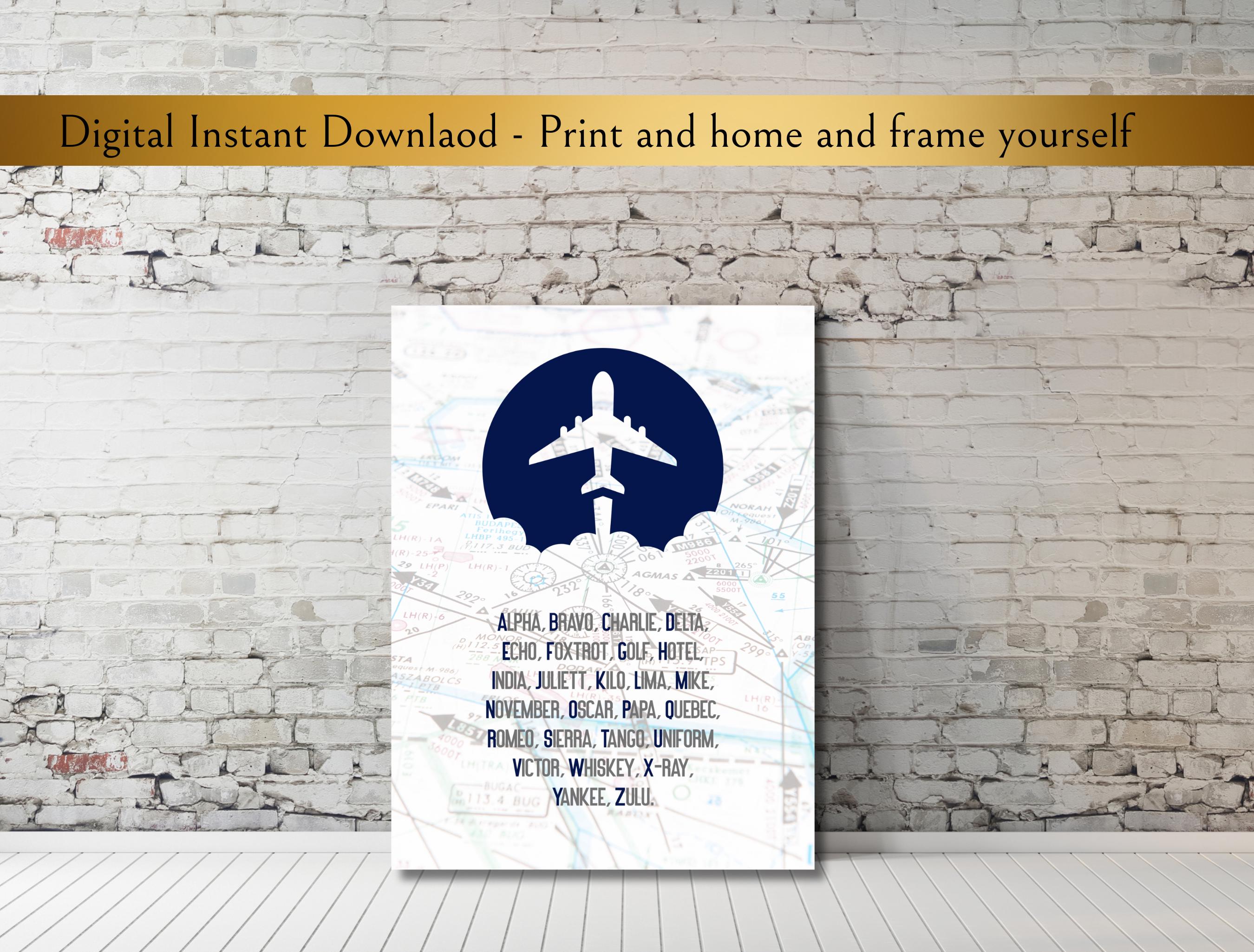 NATO Phonetic Alphabet Art Aviation Decor Pilot Gift Airplane Wall Nato phonetic alphabet art aviation decor pilot gift airplane wall