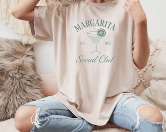 Margarita Social Club Shirt - Unisex Heavy Cotton Tee for Cocktails & Bachelorette Parties, Summer Vibes TShirt, Est 2025, Cocktail Club Tee