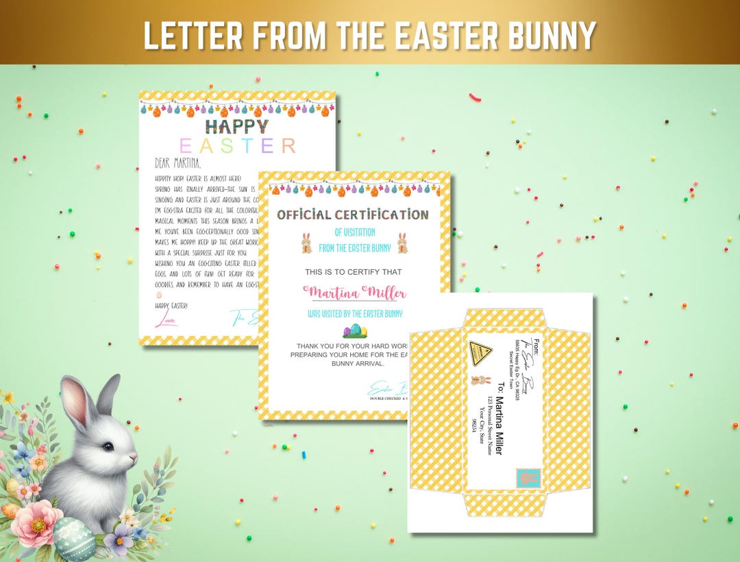 Editable Easter Bunny Letter Return Letter From the Desk of the Easter ...