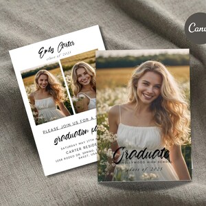 Modern Graduation Announcement Card, Editable Graduation Party Invite, Photo Graduation Card, Minimalist Senior Announcement Card 2025