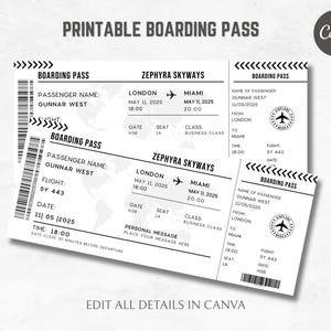 Printable Boarding Pass Gift | Airline Ticket | Surprise Gift | Vacation Surprise Gift | Editable Boarding Pass |  I Flight Ticket Printable