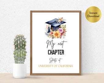 Graduation Printable, My Next Chapter Starts At, Personalized Graduation Party Decoration, Graduation Party Sign, Senior 2025, Custom Art