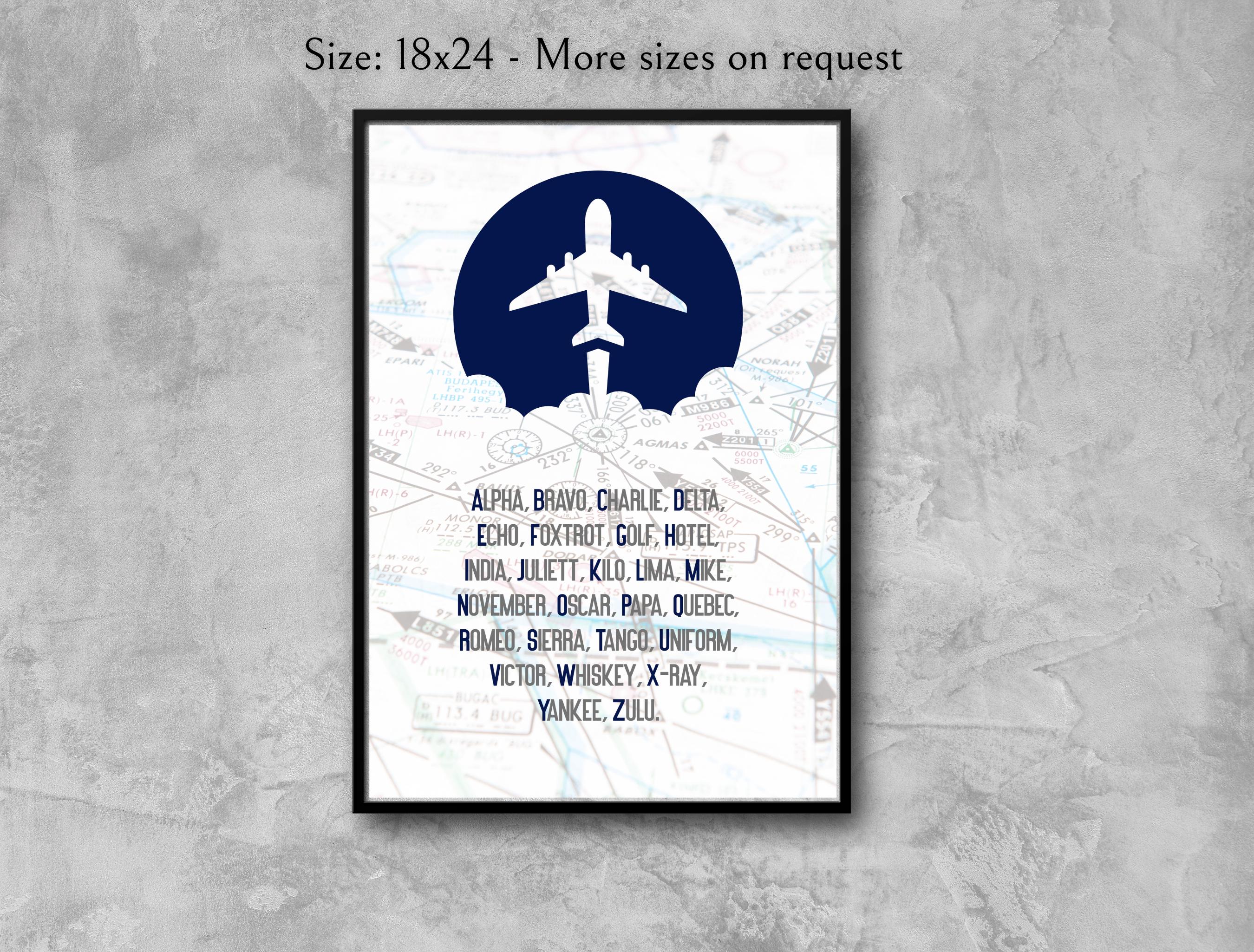 NATO Phonetic Alphabet Art Aviation Decor Pilot Gift Airplane Wall Nato phonetic alphabet art aviation decor pilot gift airplane wall
