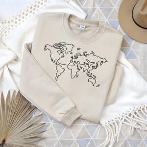 Travel Sweater, Adventure Sweater, World Map Travel Sweatshirt, Unisex Airplane Sweatshirt, Road Trip, Traveler Gift, Wanderlust Sweater