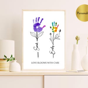 Mothers Day Handprint Print, Personalised Mom Gift, DIY Mum's Birthday, Baby's First Father's Day Craft, Baby Keepsake, Kids Gifts for Mommy