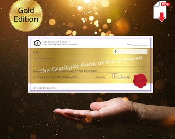 Money Magnet Gold Printable Money Check - Law Of Attraction - Manifestation Magic, Attract Money, Manifestation Checks, Visualization Check