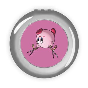 Kirby Running w/ Scissors - Travel Mirror - Kirbo || Poyo || Dash || Pink || Warpstar