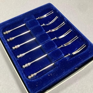 Cocktail forks Hanseat silver plated 1960s 60s original packaging forks Spicker