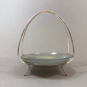 60s WMF bowl silver plated with glass insert Mid Century smoked glass