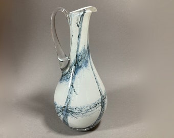 Vintage Glas Vase oder Krug mundgeblasen 70s 80s 90s Marmor Optik Murano