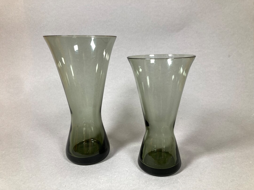 Pair of Mid Century Smoked Glass Vases 60s German Design Etsy
