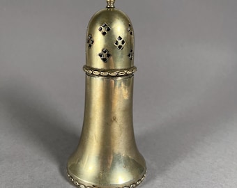 Batidor de sal, batidor de azúcar, gran batidor de especias antiguo vintage plateado