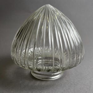Lampenglas Lampenschirm Jugendstil um 1900 gerillt transparent mit Gewinde antik für Bad Flur Wohnzimmer antik