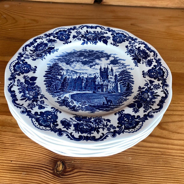 Teller Royal Homes of Britain Wedgwood blau weiss 25 cm Speiseteller Essteller