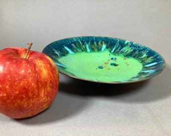 Bol rond en émail vert, bol Fischland, assiette des années 60, bol à goûter, bol en émail, bol en émail, bol vintage vert