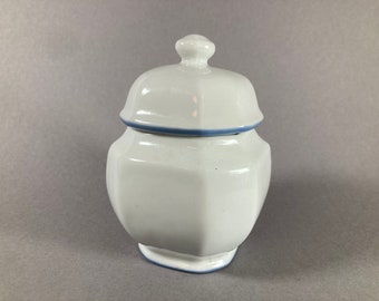 Vintage suikerpot Burg Lindau fijn porselein blauwe lijn