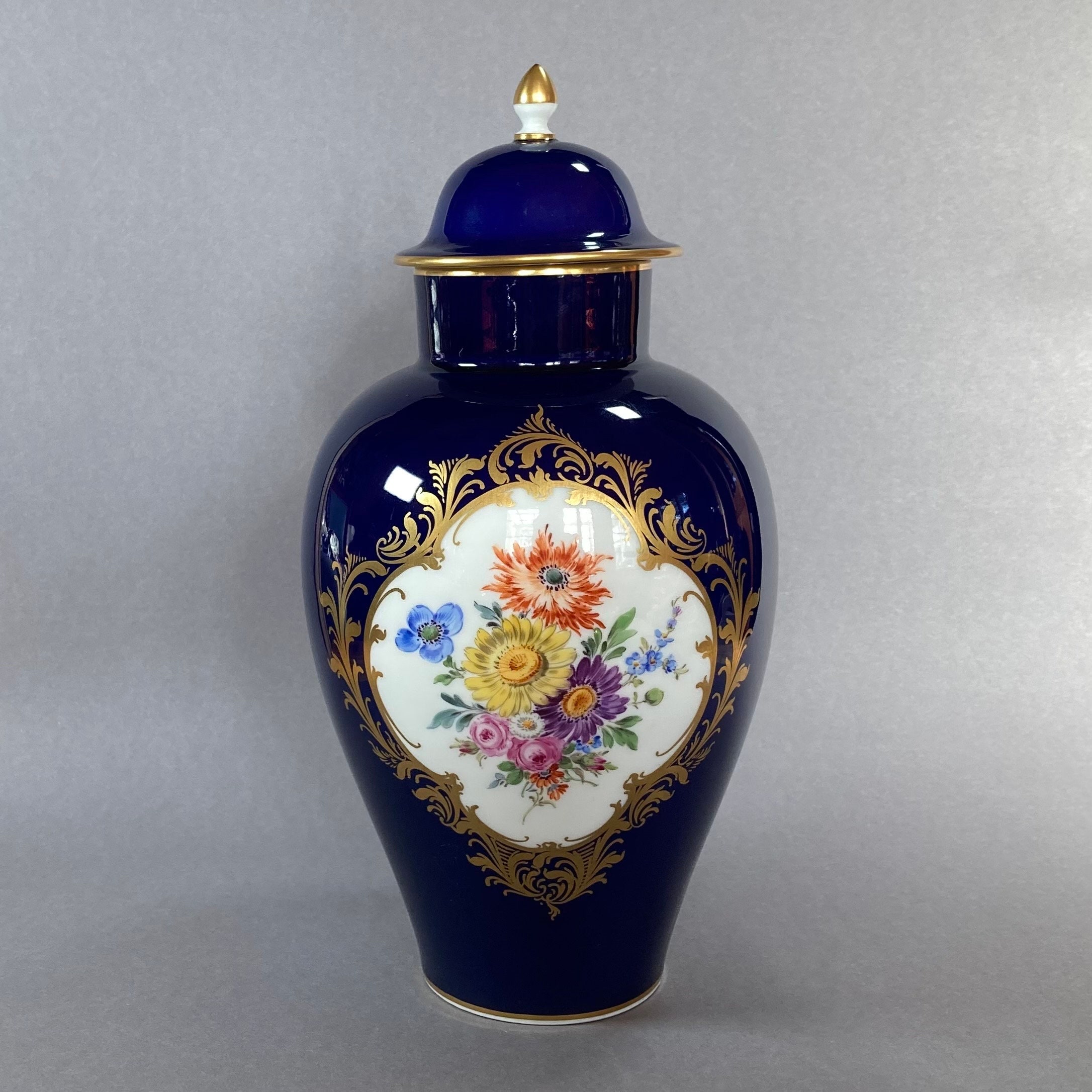 Meissen マイセン 金彩 コバルト スネークハンドル 花瓶