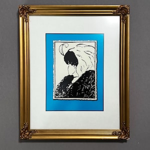 Vintage print young woman old woman optical illusion in golden chateau frame
