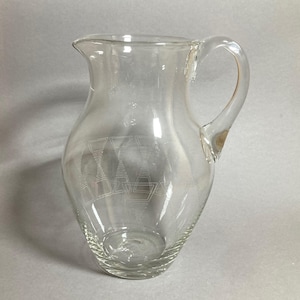 Wilhelm Wagenfeld Krug Oberweimar water jug clear glass cut GDR production juice jug