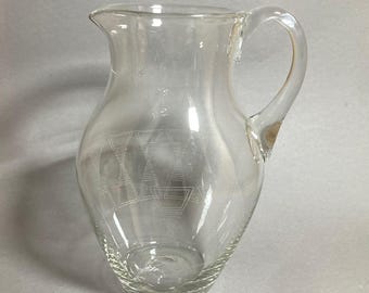 Wilhelm Wagenfeld Krug Oberweimar water jug clear glass cut GDR production juice jug