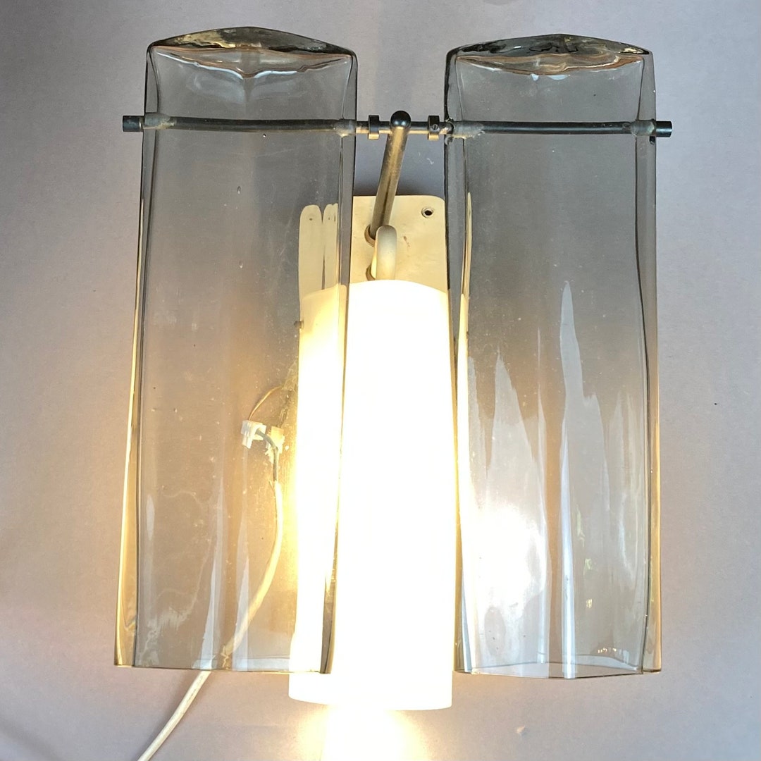 Wall Lamp, Glass Tubes, 1960s Mid Century Vintage Smoked Glass Lamp ...