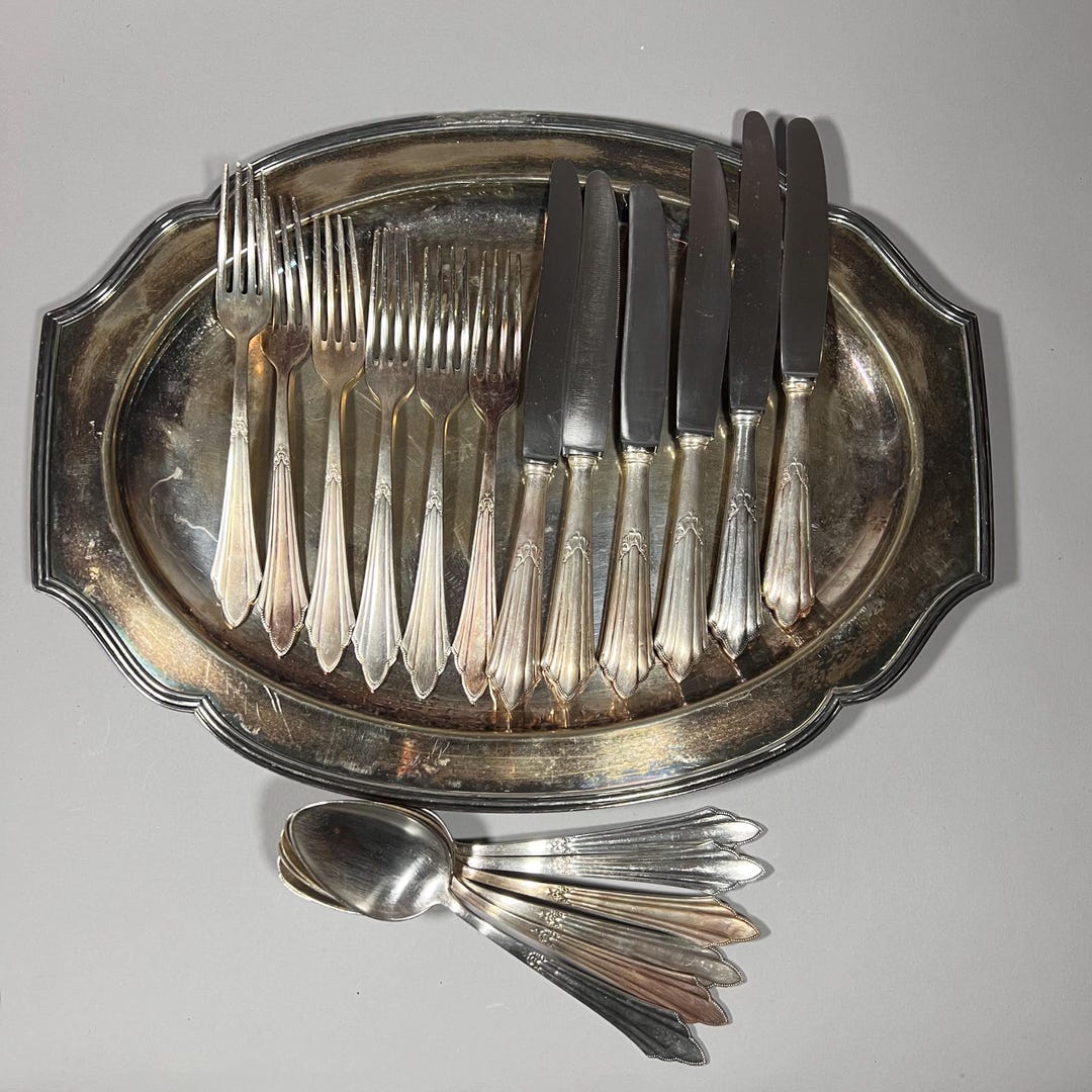 WMF Fan Pattern 90s Silver Plated Cutlery Set for 6 People: Knives ...