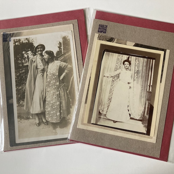 Grußkarte vintage, Damen, 1900, 1920,  Original Foto, antik, Kunst, Kollage, Mixed Media, alte Postkarte, Fotografie, Handmade
