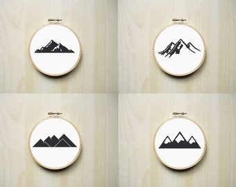 Mountain Cross Stitch Pattern Set of 4, | Modern Cross Stitch Patterns | Outdoors | Nature | Adventure | Instant PDF Download