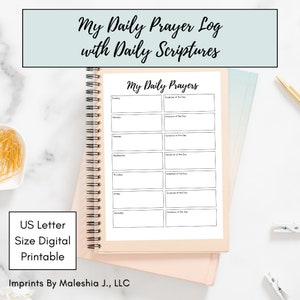 My Daily Prayer Log with Scriptures Bundle Template Printable US Letter PDF