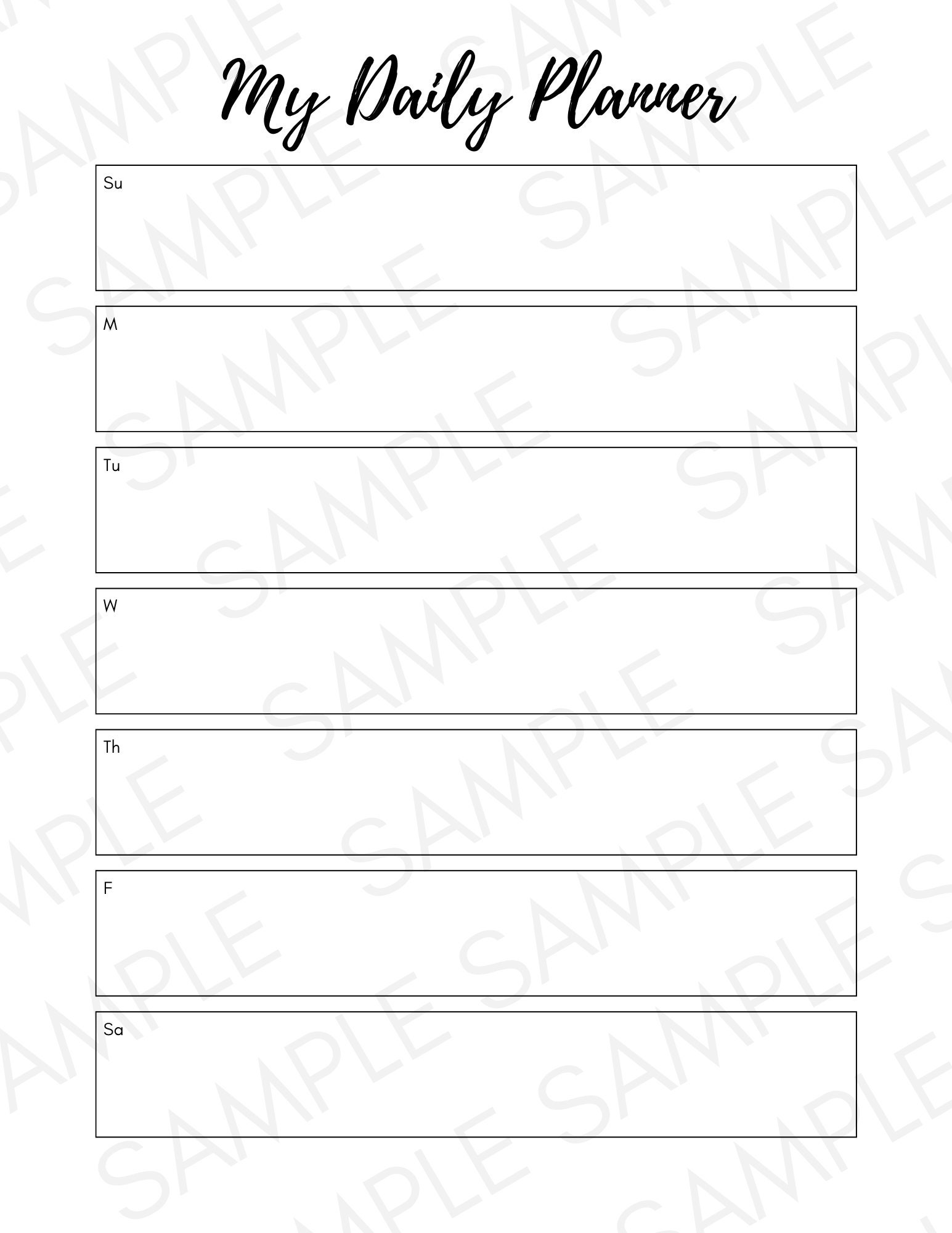 My Daily Planner Template Printable US Letter PDF (vertical Portrait ...