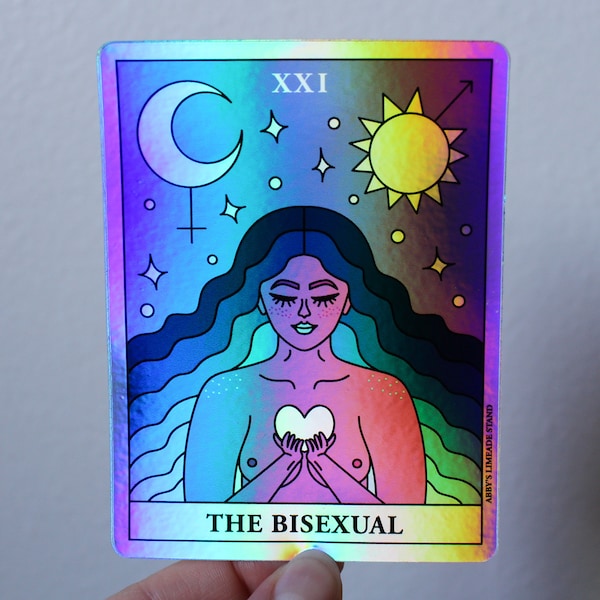 Bisexual tarot card holographic vinyl sticker