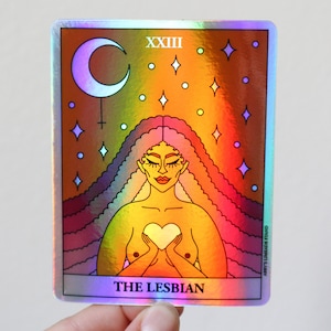 Lesbian tarot card holographic vinyl sticker