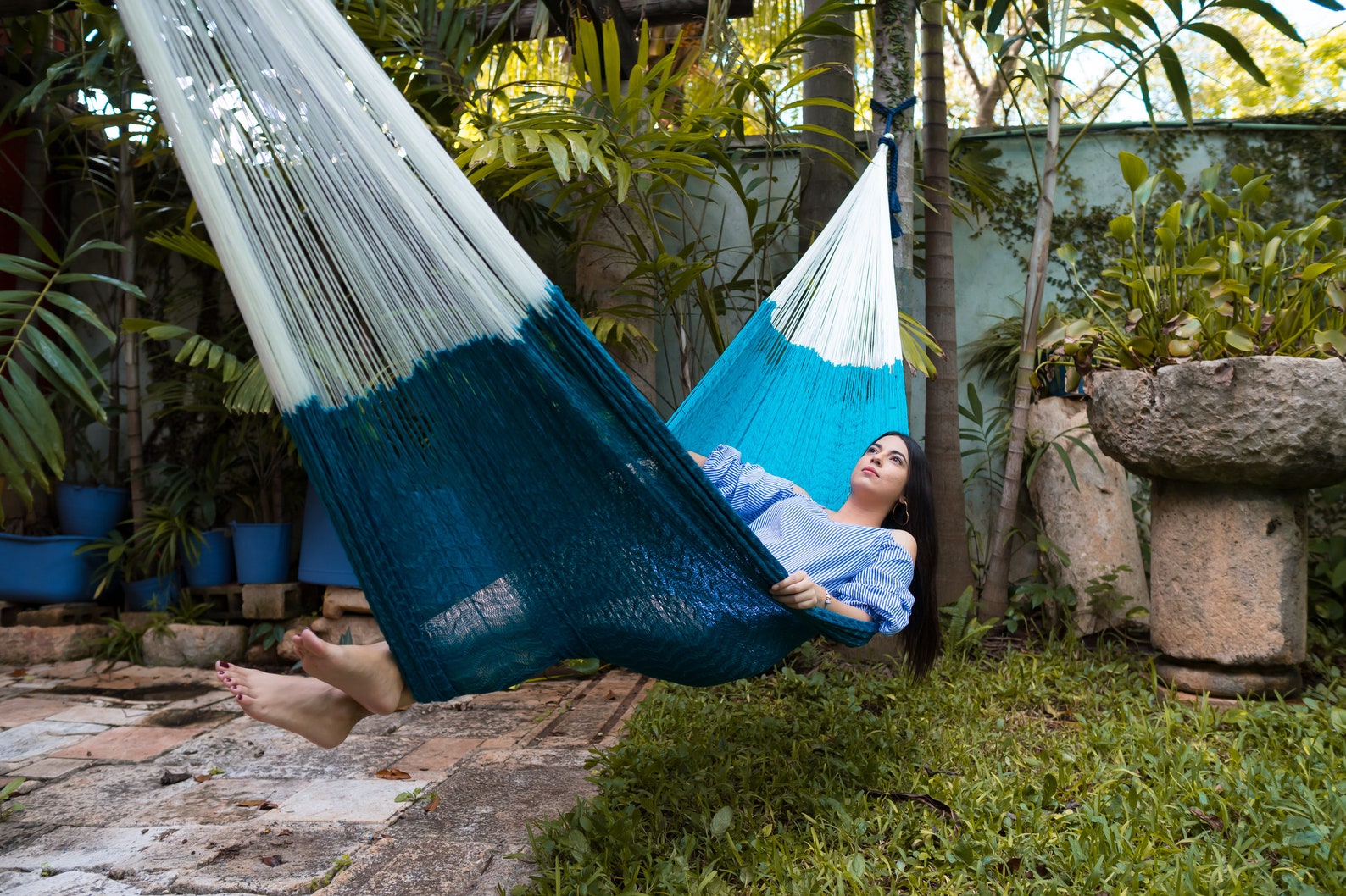 Mayan Hammock Handmade Yucatan Mexico Double Size Turquoise Etsy