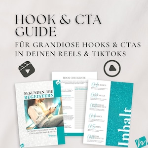 Hook & CTA Guide for great hooks and CTAs in your Instagram Reels and TikToks | Video marketing | TikTok for business | 25 pages