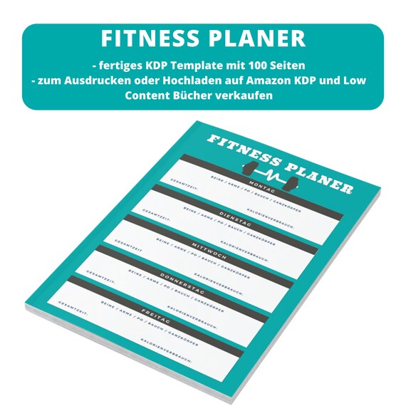Fitness Planer Kdp Template In Deutsch 100 Seiten Din Etsy